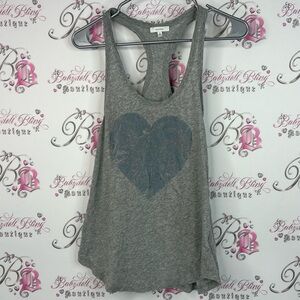Talula aritzia tank top heart racer back Gray Tank Top with Blue Heart